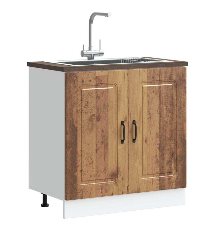 Meuble bas pour évier Kalmar noir 80x46x81,5 cm bois ingénierie | Mobilier & Déco