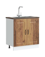 Meuble bas pour évier Kalmar noir 80x46x81,5 cm bois ingénierie | Mobilier & Déco
