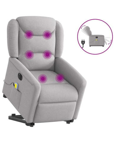 Fauteuil inclinable de massage électrique gris nuage tissu | Mobilier & Déco