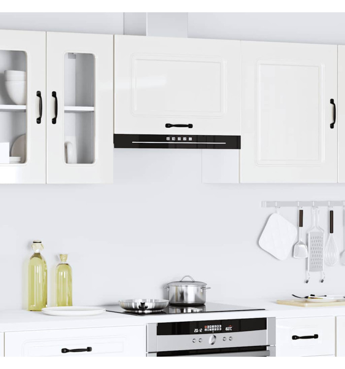 Armoire murale de cuisine Kalmar blanc brillant bois ingénierie | Mobilier & Déco