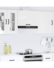 Armoire murale de cuisine Kalmar blanc brillant bois ingénierie | Mobilier & Déco