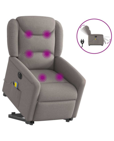 Fauteuil inclinable de massage électrique Taupe Tissu | Mobilier & Déco
