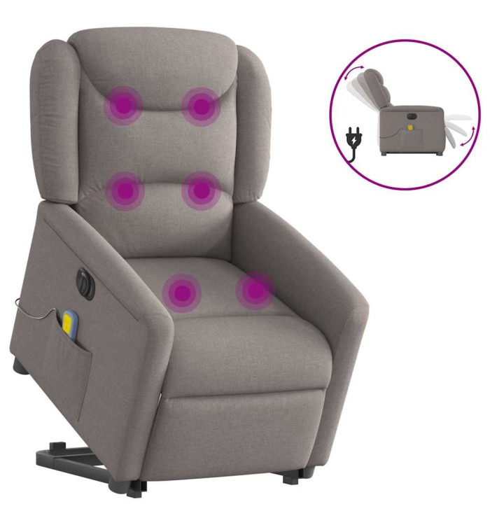 Fauteuil inclinable de massage électrique Taupe Tissu | Mobilier & Déco