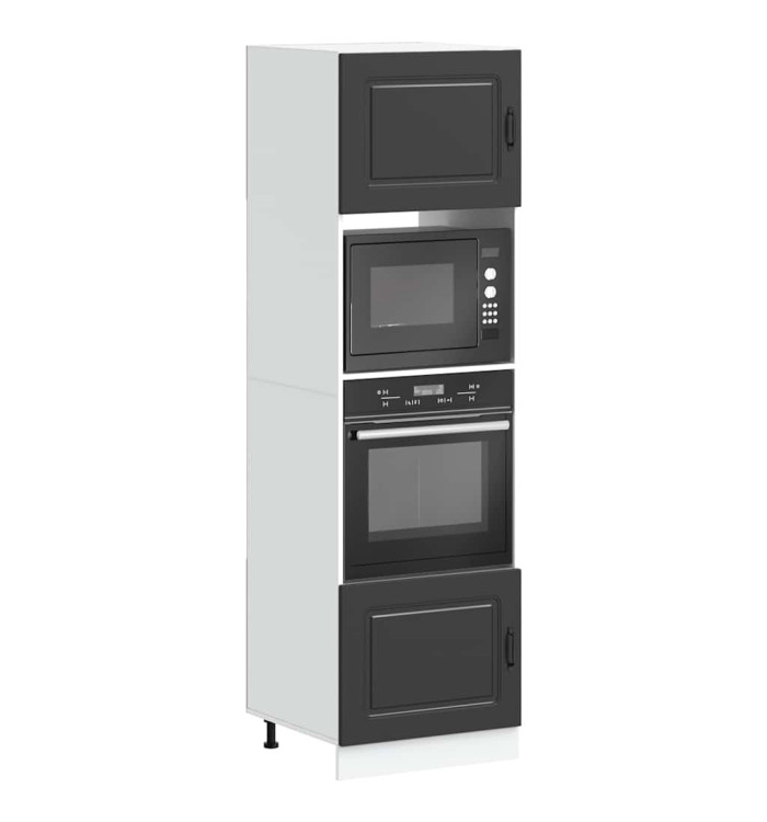 Armoires de four 2 pcs Lucca noir bois d'ingénierie | Mobilier & Déco