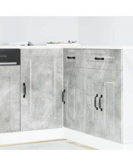 Armoire de cuisine Kalmar gris béton bois d'ingénierie | Mobilier & Déco