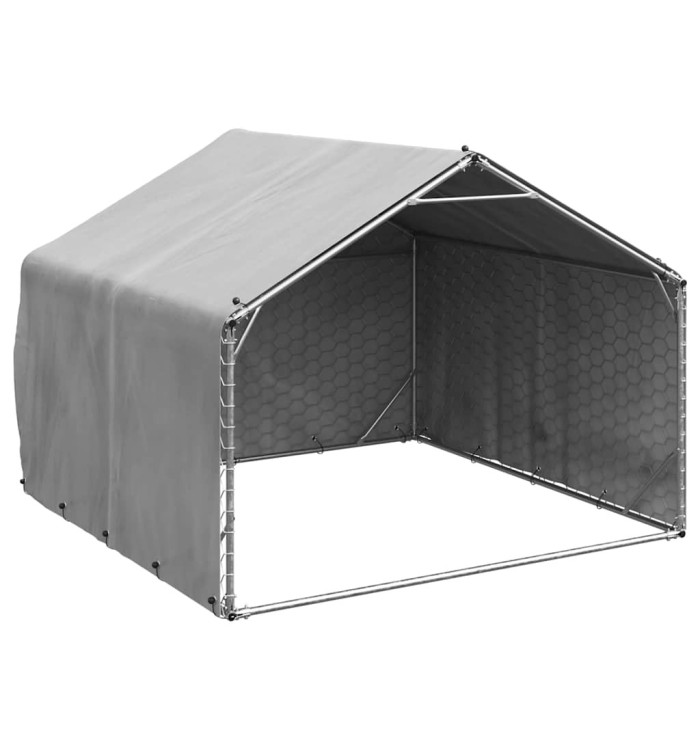 Chenil d'extérieur pour chiens housse 2x2x1,5 m acier galvanisé | Mobilier & Déco