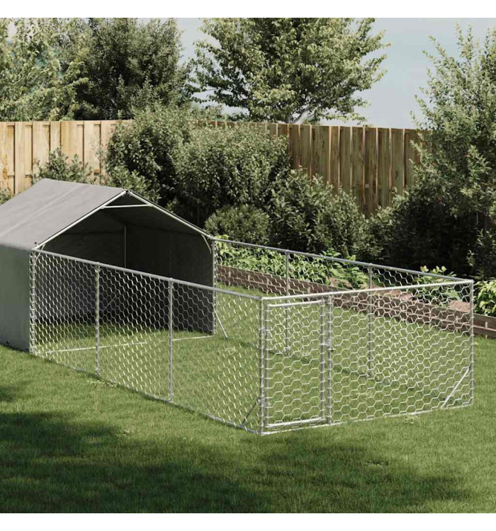 Niche d'extérieur pour chien enclos 6x2x1,5 m acier galvanisé | Mobilier & Déco