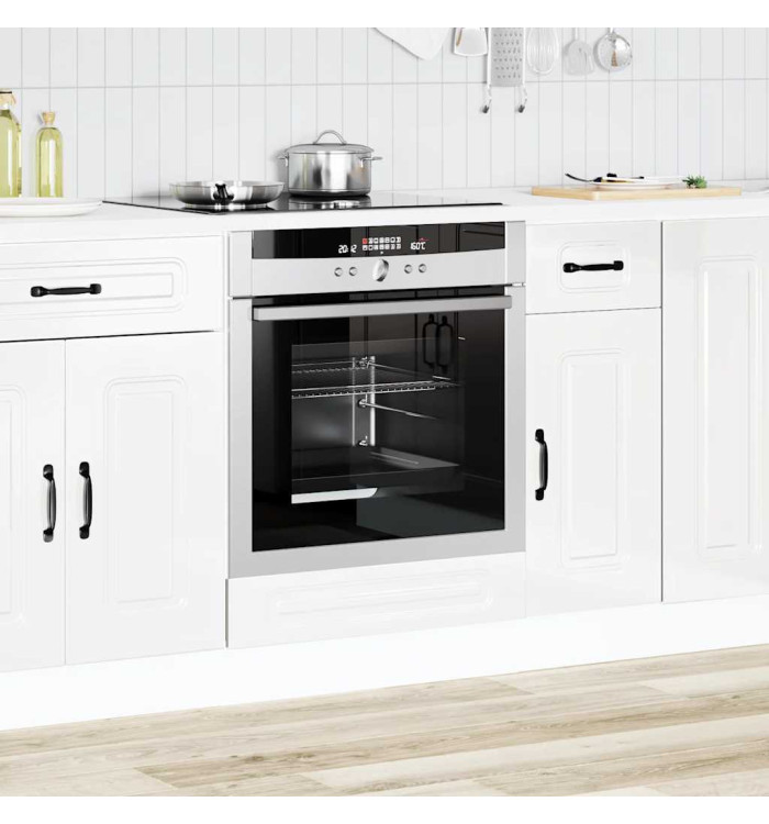 Armoire à four Kalmar blanc brillant bois d'ingénierie | Mobilier & Déco