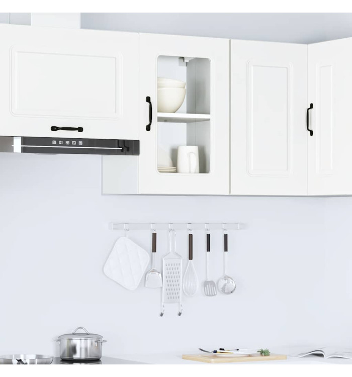 Armoire murale de cuisine avec porte en verre Kalmar blanc | Mobilier & Déco