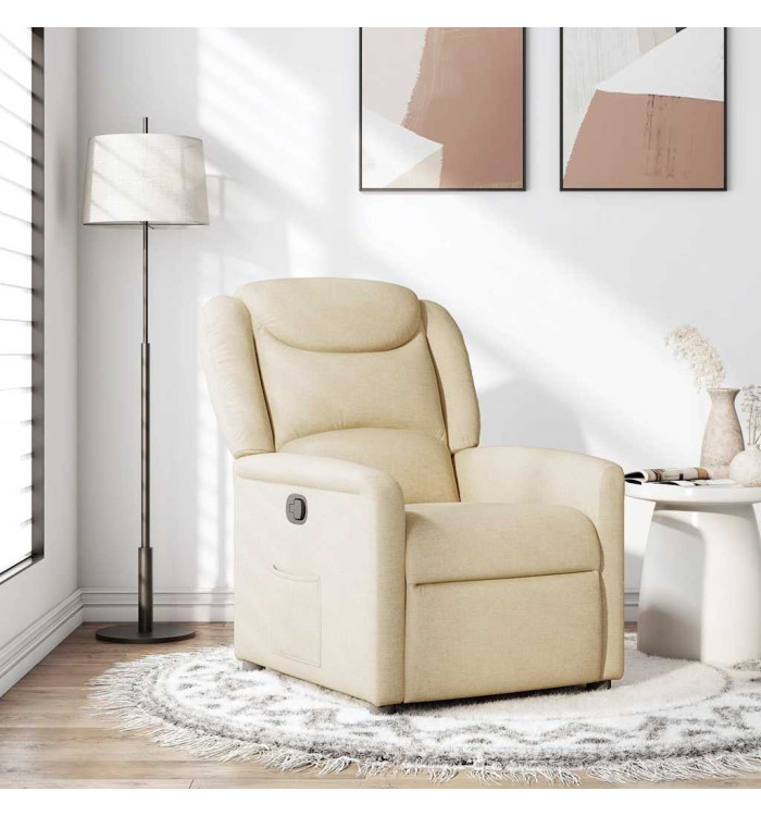 Fauteuil inclinable Crème Tissu | Mobilier & Déco
