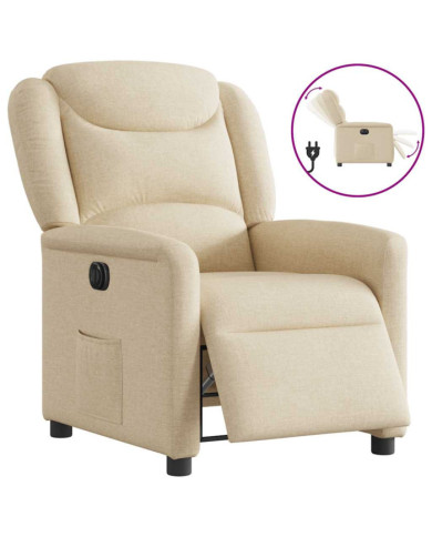 Fauteuil inclinable électrique Crème Tissu | Mobilier & Déco