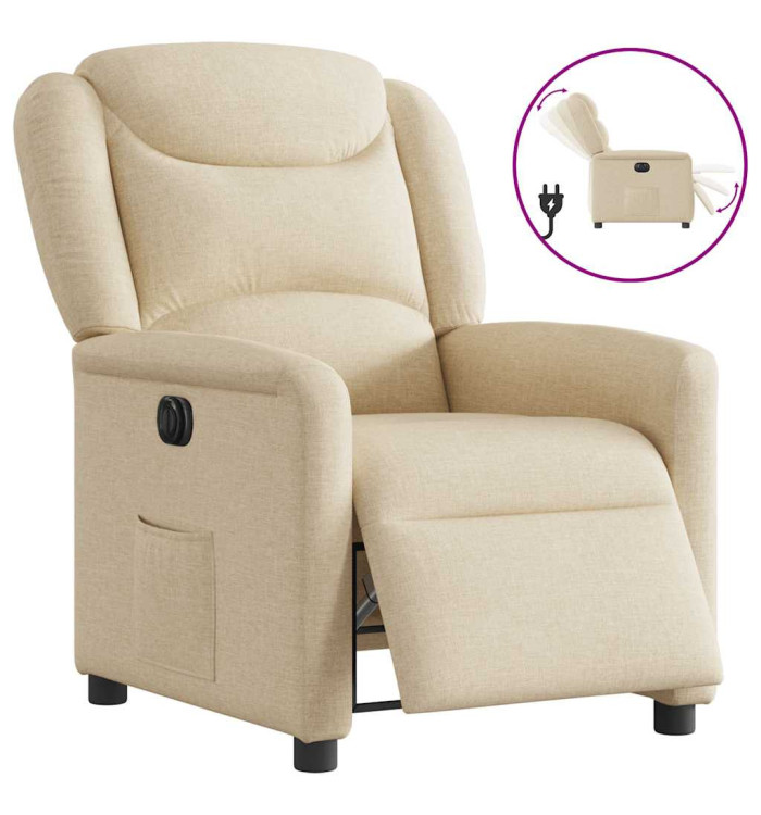 Fauteuil inclinable électrique Crème Tissu | Mobilier & Déco