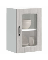 Armoire murale de cuisine et porte en verre Kalmar sonoma gris | Mobilier & Déco