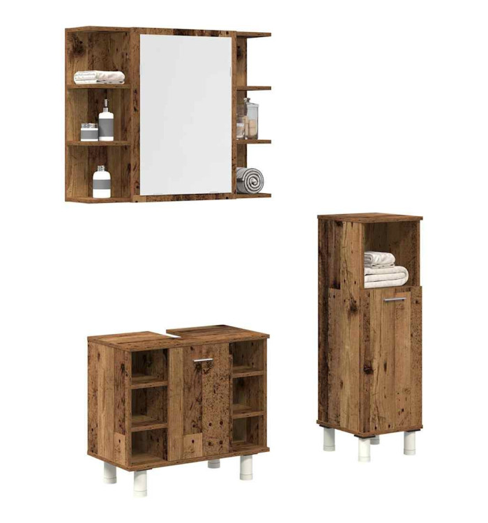 Ensemble de meubles salle de bain 3 pcs bois d'ingénierie | Mobilier & Déco