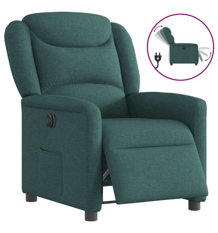 Fauteuil inclinable électrique Vert foncé Tissu | Mobilier & Déco