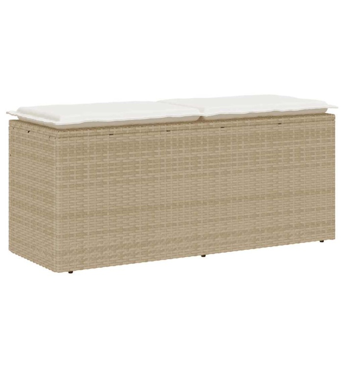 Banc de jardin avec coussin beige 110x40x44 cm résine tressée | Mobilier & Déco