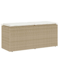 Banc de jardin avec coussin beige 110x40x44 cm résine tressée | Mobilier & Déco
