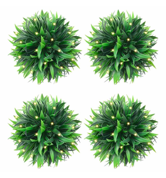 Boules de buis artificielles avec lumières LED 4 pcs vert 15 cm | Mobilier & Déco