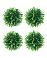 Boules de buis artificielles avec lumières LED 4 pcs vert 15 cm | Mobilier & Déco