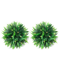 Boules de buis artificielles avec lumières LED 2 pcs vert 30 cm | Mobilier & Déco
