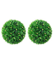 Boules de buis artificielles avec lumières LED 2 pcs vert 47 cm | Mobilier & Déco