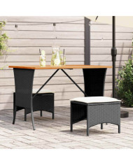 Ensemble à manger de jardin avec coussins 3 pcs Noir | Mobilier & Déco