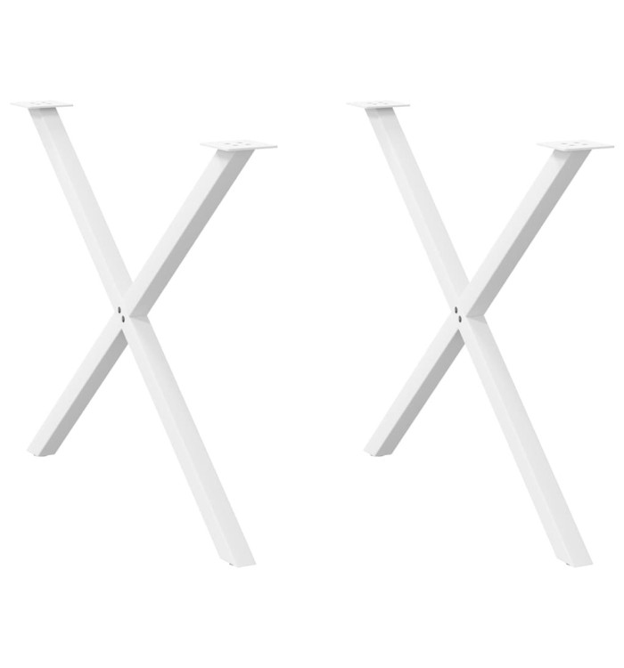 Pieds de table à manger en forme de X, 2 pièces, blanc, 90 x (72-73) cm, acier | Mobilier & Déco