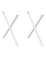 Pieds de table à manger en forme de X, 2 pièces, blanc, 90 x (72-73) cm, acier | Mobilier & Déco