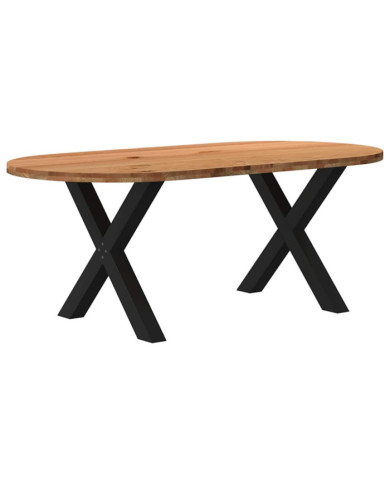 Table à manger marron clair bois de chêne massif ovale | Mobilier & Déco
