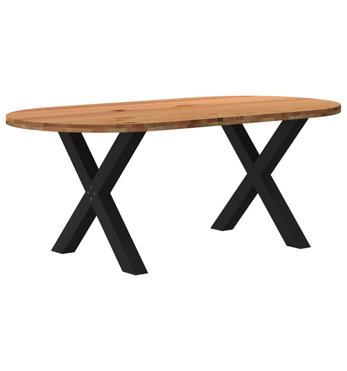 Table à manger marron clair bois de chêne massif ovale | Mobilier & Déco