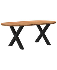 Table à manger marron clair bois de chêne massif ovale | Mobilier & Déco
