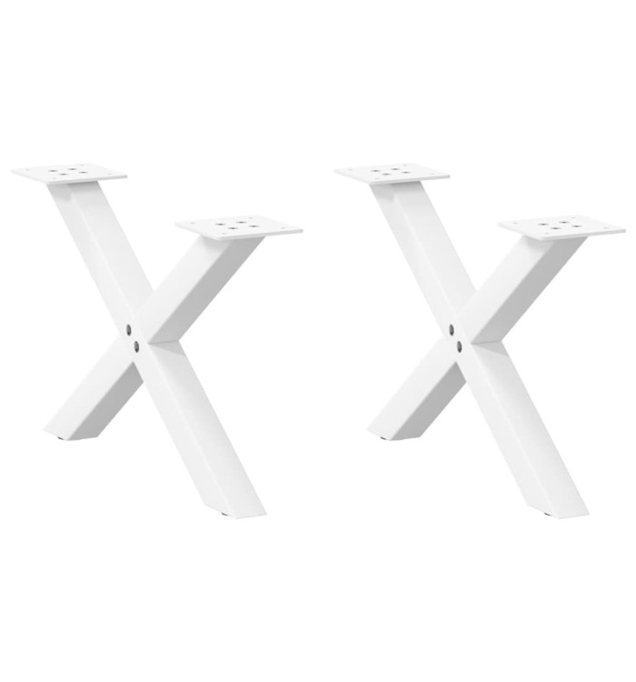 Pieds de table basse en forme de X, 2 pièces, blanc, 60 x (30-31) cm, acier | Mobilier & Déco