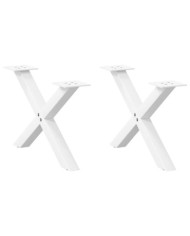 Pieds de table basse en forme de X, 2 pièces, blanc, 60 x (30-31) cm, acier | Mobilier & Déco