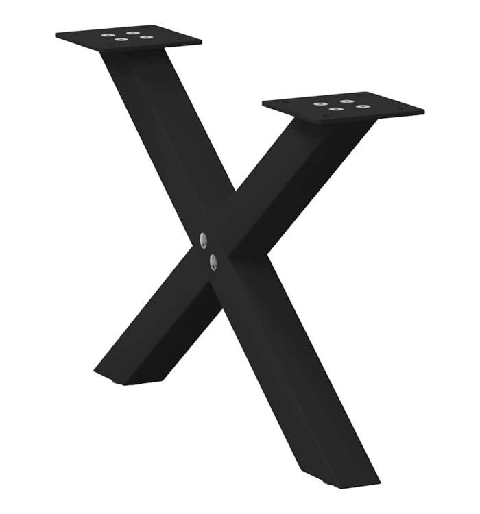Pieds de table basse en forme de X, 2 pièces, noir, 50 x (30-31) cm, acier | Mobilier & Déco