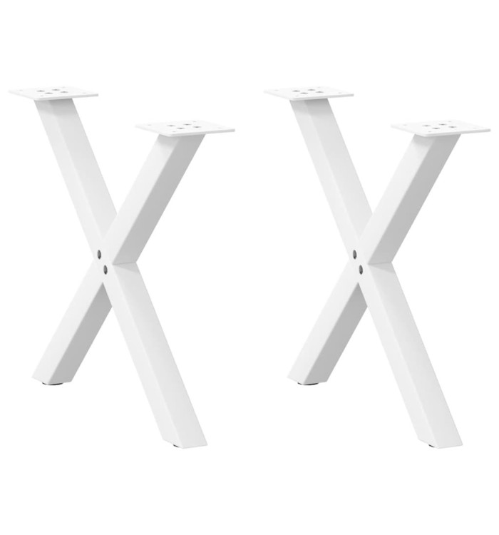 Pieds de table basse en forme de X, 2 pièces, blanc, 50 x (42-43) cm, acier | Mobilier & Déco