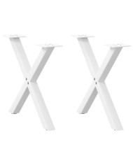 Pieds de table basse en forme de X, 2 pièces, blanc, 50 x (42-43) cm, acier | Mobilier & Déco