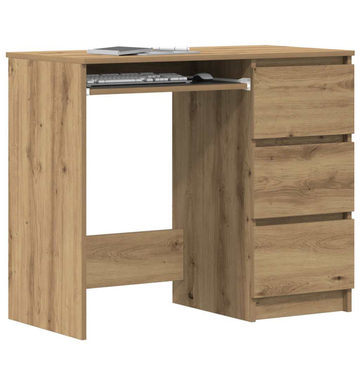 Bureau chêne artisanal 90x45x76 cm bois d'ingénierie | Mobilier & Déco