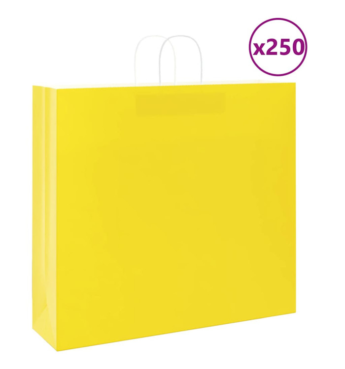 Sacs en papier 250 pcs avec poignées jaune 54x15x49 cm | Mobilier & Déco