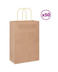 Sacs en papier 50 pcs avec poignées marron 21x11x31 cm | Mobilier & Déco