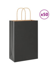 Sacs en papier 50 pcs avec poignées noir 21x11x31 cm | Mobilier & Déco