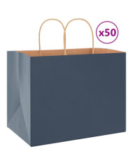 Sacs en papier 50 pcs avec poignées bleu 32x22x24 cm | Mobilier & Déco