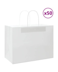 Sacs en papier 50 pcs avec poignées blanc 32x17x25 cm | Mobilier & Déco