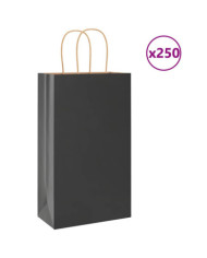 Sacs en papier 250 pcs avec poignées noir 21x11x36 cm | Mobilier & Déco