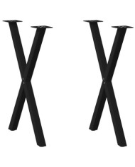 Pieds de table à manger en forme de X, 2 pièces, noir, 60 x (72-73) cm, acier | Mobilier & Déco
