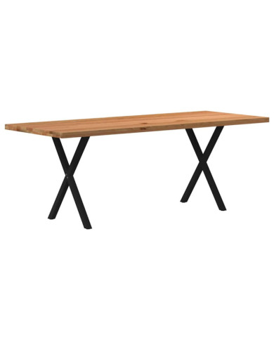 Table à manger marron clair bois de chêne massif rectangulaire | Mobilier & Déco