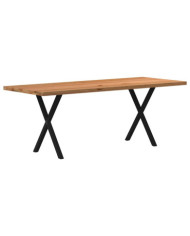 Table à manger marron clair bois de chêne massif rectangulaire | Mobilier & Déco