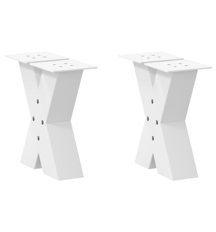 Pieds de table basse en forme de X, 2 pièces, blanc, 40 x (30-31) cm, acier | Mobilier & Déco