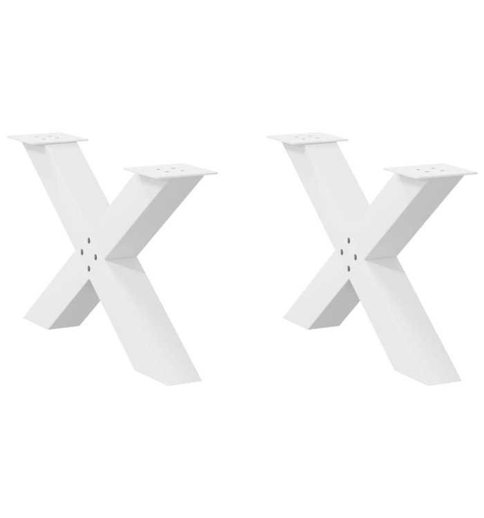Pieds de table basse en forme de X, 2 pièces, blanc, 70 x (42-43) cm, acier | Mobilier & Déco