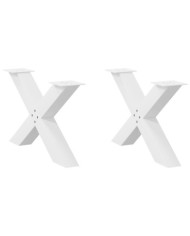 Pieds de table basse en forme de X, 2 pièces, blanc, 70 x (42-43) cm, acier | Mobilier & Déco