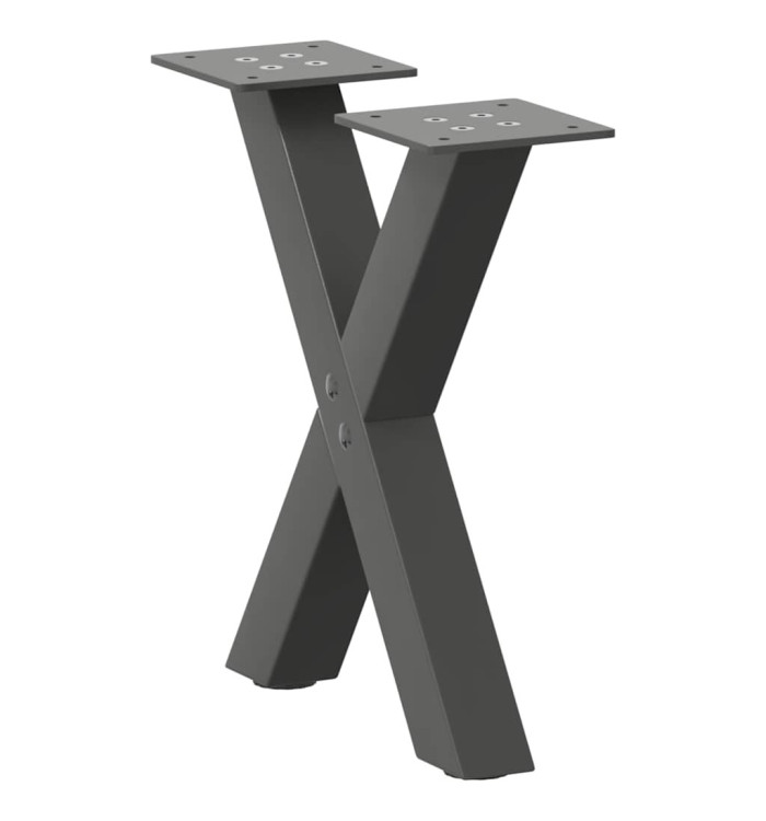 Pieds de table basse en forme de X, 2 pièces, anthracite, 40 x (30-31) cm, acier | Mobilier & Déco